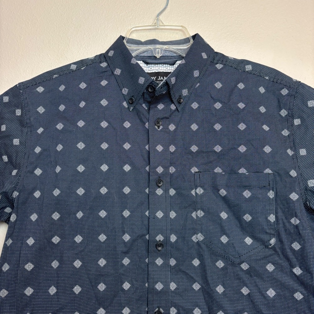 Cody James Mens S Navy Blue Galaxy Geo Diamond Print Button Shirt Cowboy Western - Picture 2 of 15